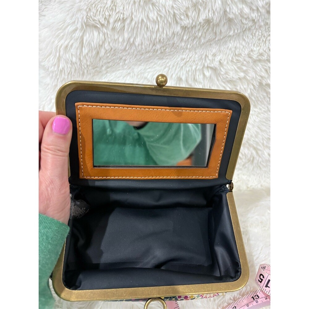 Fossil Calypso Floral Kisslock Makeup Cosmetic Pouch Case w/ Mirror - Picture 6 of 7